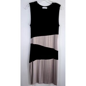 Calvin Klein Sleeveless Casual Dress Color Block Design Size 8‎ Black Beige